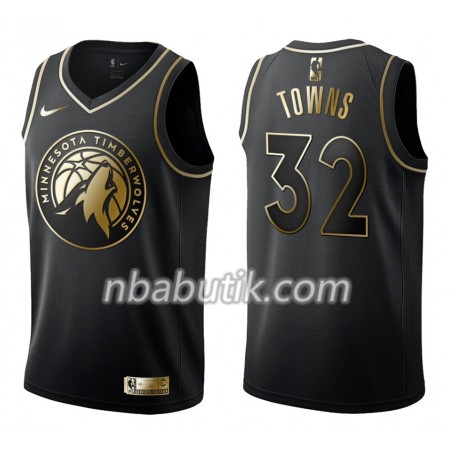 NBA Mænd Trøje Minnesota Timberwolves Karl-Anthony Towns 32 Nike Sort Golden Edition Swingman NBA Mænd Trøje Minnesota Timberwolves Karl-Anthony Towns 32 Nike Sort Golden Edition Swingman